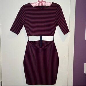 Forever 21 Striped Open Midriff Cut Out Dress Size S